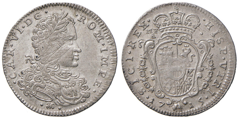 NAPOLI Carlo VI (1711-1734) Tarì 1715 - Nomisma 156 AG (g 4,42) Graffi di conio ...