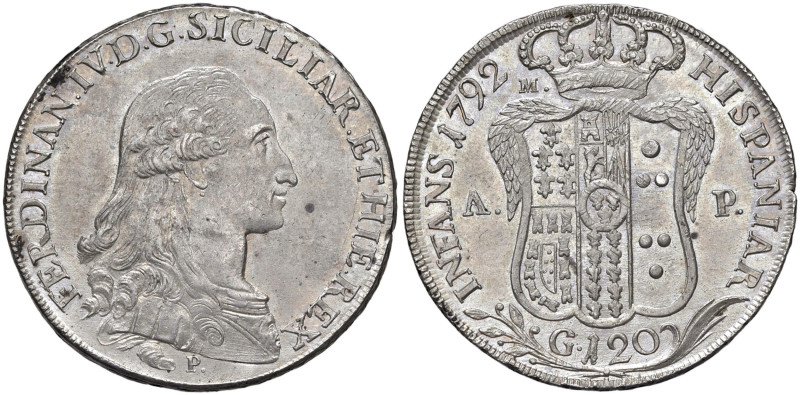 NAPOLI Ferdinando IV (1759-1799) Piastra 1792 - Nomisma 448 AG (g 27,27)
FDC