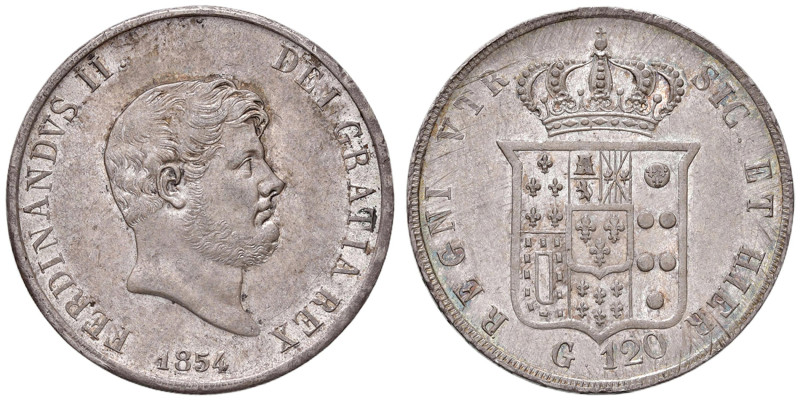 NAPOLI Ferdinando II (1830-1859) Piastra 1854 - Nomisma 962 AG (g 27,56) Belliss...