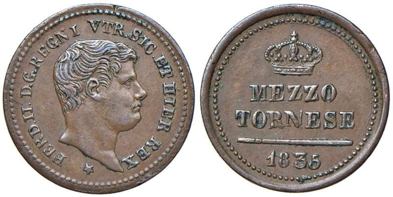 NAPOLI Ferdinando II (1830-1859) Mezzo tornese 1835 - Nomisma 1259 CU (g 1,42) P...