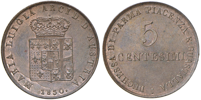 PARMA Maria Luigia (1815-1847) 5 Centesimi 1830 - Gig. 14 CU (g 9,51) Conservazi...