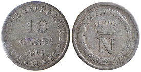 Napoleone (1805-1814) Milano - 10 Centesimi 1811 - Gig. 200b MI RRRR Variante Imperapore. Sigillata BB da Riccardo Rossi
BB
