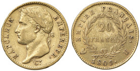 Napoleone (1804-1814) Torino - 20 Franchi 1809 - Gig. 14 AU (g 6,38) RRR
BB+/BB