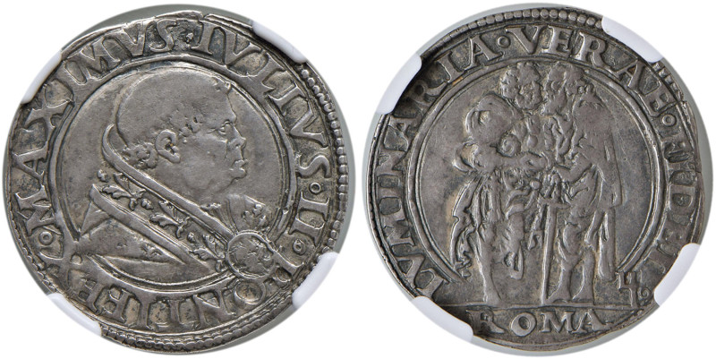 Giulio II (1503-1513) Giulio - Munt. 24 AG RRR In slab NGC XF DETAILS PLUGGED (3...