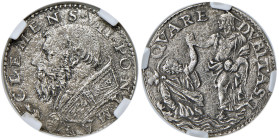 Clemente VII (1523-1534) Doppio carlino - Munt. 43 (g 5,09) RRR In slab CCG AU 58 porosità
AU 58