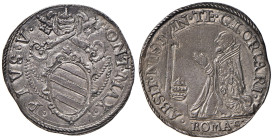 Pio V (1566-1572) Testone - Munt. 3 AG (g 9,13) RR Minime screpolature di conio e leggermente ribattuto, bellissima ed intensa patina
qSPL