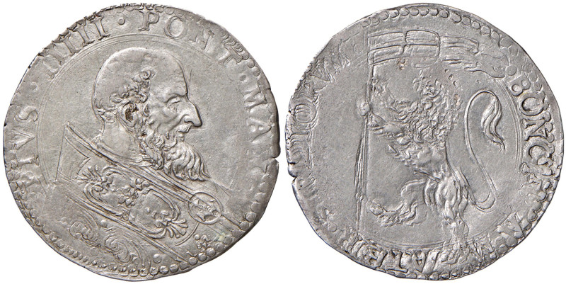 Pio V (1566-1572) Bologna - Bianco - Munt. 49 AG (g 4,88) R Esemplare con delica...