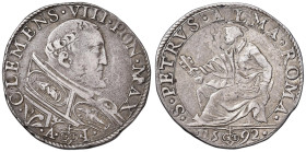 Clemente VIII (1592-1605) Testone 1592 A. I - Munt. 30 AG (g 9,28) RR
BB