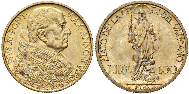 Pio XI (1922-1939) 100 Lire 1936 A. XV - Nomisma 918 AU (g 5,19) R
FDC