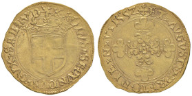 MONETE DEI SAVOIA Carlo II (1504-1553) Scudo d’oro 1552 Aosta - MIR 335 (indicato R/9) AU (g 3,38) RRRRR Bellissimo esemplare di questa moneta di estr...