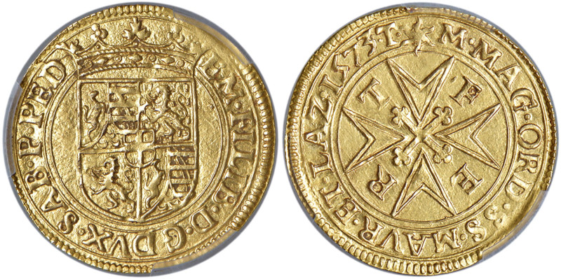 Emanuele Filiberto (1553-1580) Scudo d'oro 1573 - MIR 574c; Fr. 1041 AU RRRRR In...