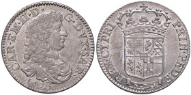 Carlo Emanuele II (1648-1675) Lira 1675 - MIR 925 AG (g 6,10) RR Esemplare di notevole ed insolita qualità per la tipologia di moneta.
SPL-FDC