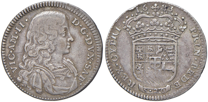 Vittorio Amedeo II (1680-1713) Lira 1683 - MIR 971d AG (g 6,05) Colpetto al cigl...