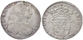 Vittorio Amedeo II (1680-1713) Lira 1704 - MIR 973b AG (g 6,01) RR Screpolatura passante ad h 12 del D/ ed h 6 del R/, graffietti di conio al D/ ma es...