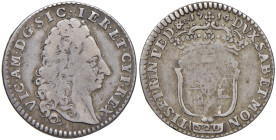 Vittorio Amedeo II (1713-1718) Lira 1714 - MIR 994 (indicato R/9) AG (g 5,99) RRRR Moneta estremamente rara probabilmente perché ritirata e sostituita...