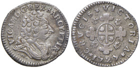 Vittorio Amedeo II (re di Sardegna, 1718-1730) Monetazione per la Sardegna - Reale sardo 1727 - MIR 1020 (indicato R/3) AG (g 2,24) RR Modesta porosit...