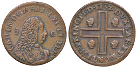 Carlo Emanuele III (1730-1773) Monetazione per la Sardegna - 3 Cagliaresi 1732 - Nomisma 92 CU (g 7,49) Millesimo assai raro in questa conservazione
...