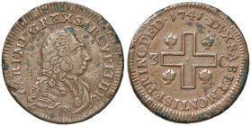 Carlo Emanuele III (1730-1773) Monetazione per la Sardegna - 3 Cagliaresi 1741 - Nomisma 93 CU (g 6,99) Punti di corrosione verdi ma comunque un piace...