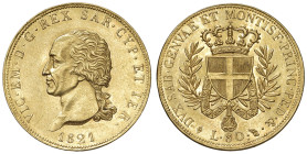 Vittorio Emanuele I (1814-1821) 80 Lire 1821 - Nomisma 507 AU RRR Minimi segnetti ma comunque uno dei migliori esemplari mai apparsi sul mercato, quin...