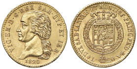 Vittorio Emanuele I (1814-1821) 20 Lire 1820 - Nomisma 512 AU R MInimi segnetti al D/
SPL