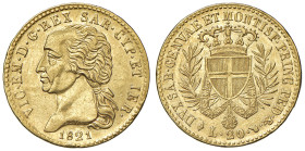 Vittorio Emanuele I (1814-1821) 20 Lire 1821 - Nomisma 514 AU RRR Variante con PRINC senza punto
BB+/qSPL
