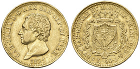 Carlo Felice (1821-1831) 40 Lire 1825 G - Nomisma 536 AU RR Soli 3.994 esemplari coniati. Leggermente pulita al D/
BB+/qSPL