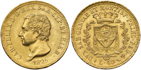 Carlo Felice (1821-1831) 40 Lire 1825 T - Nomisma 537 AU R Graffio al D/
SPL