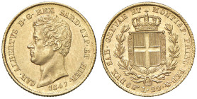 Carlo Alberto (1831-1849) 20 Lire 1847 T - Nomisma 662 AU Lievissima debolezza al D/ ma esemplare eccezionale
FDC