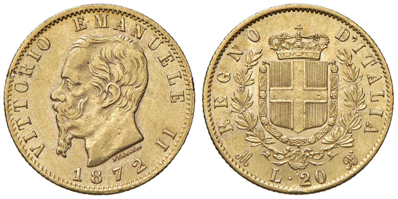 Vittorio Emanuele II (1861-1878) 20 Lire 1872 M - Nomisma 860 AU RR
qSPL