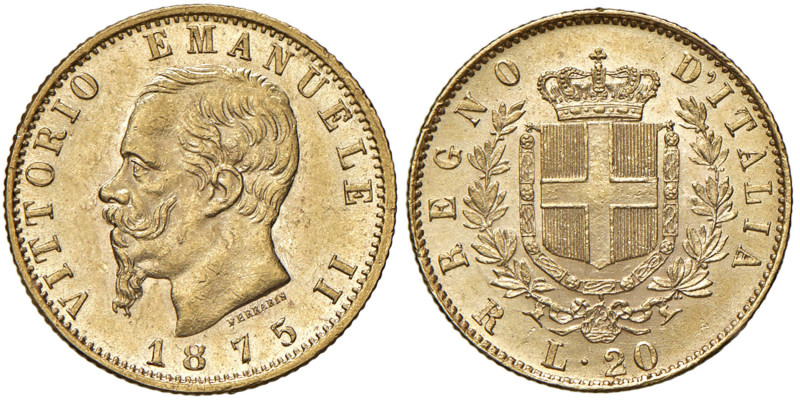 Vittorio Emanuele II (1861-1878) 20 Lire 1875 R - Nomisma 865 AU R Minimi segnet...