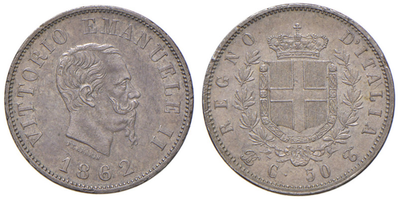 Vittorio Emanuele II (1861-1878) 50 Centesimi 1862 T - Nomisma 922 AG RR Conserv...