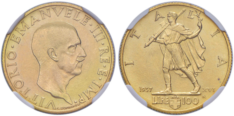 Vittorio Emanuele III (1900-1946) 100 Lire 1937 - Nomisma 1060 AU RRRR Tiratura ...