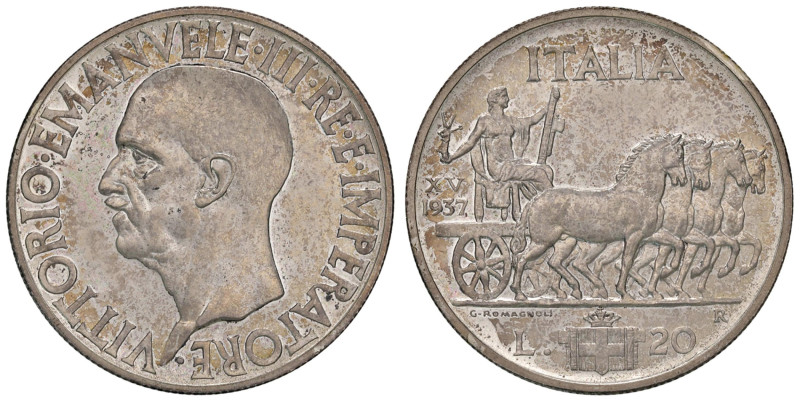 Vittorio Emanuele III (1900-1946) 20 Lire 1937 - Nomisma 1095 AG RRR Tiratura di...