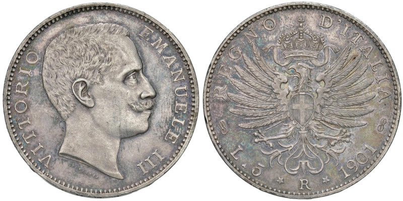 Vittorio Emanuele III (1900-1946) 5 Lire 1901 - Nomisma 1128 AG RRRR Tiratura di...