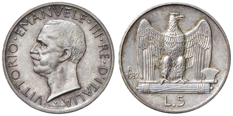 Vittorio Emanuele III (1900-1946) 5 Lire 1932 - Nomisma 1140 AG RRR Tiratura di ...