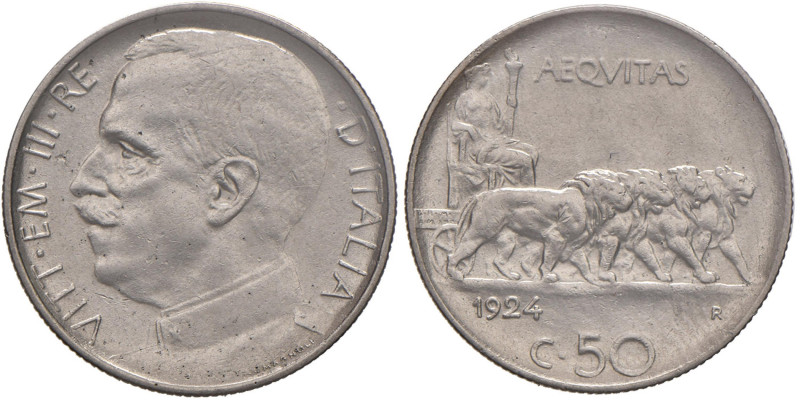 Vittorio Emanuele III (1900-1946) 50 Centesimi 1924 R Nomisma 1240 NI RR Sigilla...