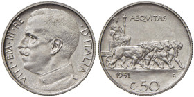 Vittorio Emanuele III (1900-1946) 50 Centesimi 1931 - Nomisma 1248 NI RRR Tiratura di 50 esemplari.
FDC