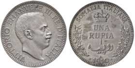 Vittorio Emanuele III (1900-1946) Somalia - Rupia 1910 Prova sabbiata - Nomisma P73 A (g 11,71) RRR Modeste macchie al R/
FDC