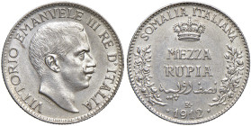 Vittorio Emanuele III (1900-1946) Somalia - Mezza rupia 1912 - Nomisma 1423 AG R
SPL