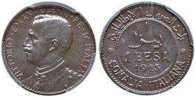 Vittorio Emanuele III (1900-1946) Somalia - Besa 1913 - Nomisma 1443 CU R In slab PCGS MS 64 BN 459234.64/36352269. Conservazione eccezionale
MS 64 B...