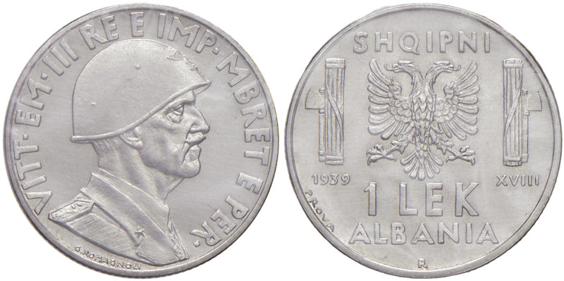 Vittorio Emanuele III (1900-1946) Albania - Lek 1939 Prova - Nomisma P 88 AC RRR...