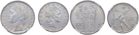 Repubblica Italiana - 100 e 50 Lira 1956 - AC Lotto di due monete. In slab NGC, 100 lire 1956 MS 66 e 50 lire 1956 MS 65.
MS 66/65