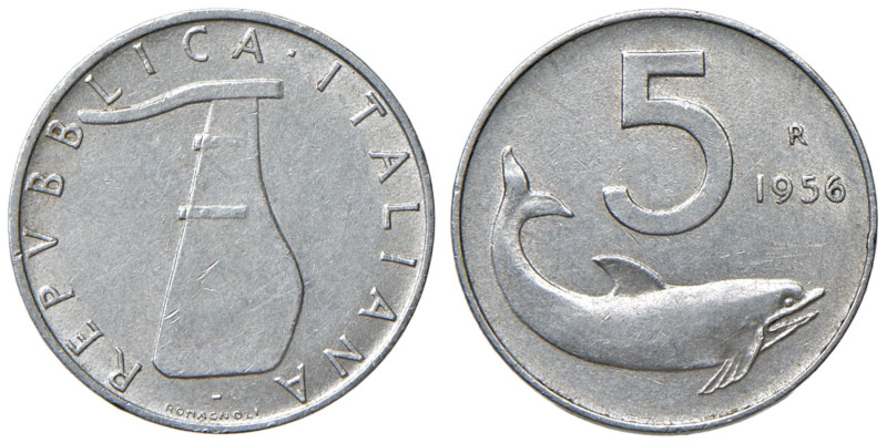 Repubblica Italiana - 5 Lire 1956 - IT RR
BB/SPL