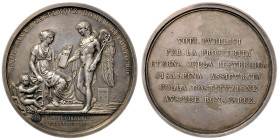 MEDAGLIE DI ETA’ NAPOLEONICA Medaglia 1802 Costituzione della Repubblica Italiana a Lione - Opus: L. Manfredini AG (g 58,33 - Ø 54 mm) Graffietti da p...