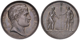 MEDAGLIE NAPOLEONICHE Medaglia 1805 Entrata di Napoleone I e Francesco II Imperatore a Urschütz - Opus: Droz; Andrieu - Bramsen 452 AG (g 36,86 - Ø 40...