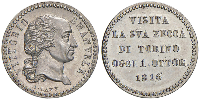 MEDAGLIE DEI SAVOIA Vittorio Emanuele I (1802-1821) Medaglia 1816 Visita alla Ze...