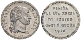 MEDAGLIE DEI SAVOIA Vittorio Emanuele I (1802-1821) Medaglia 1816 Visita alla Zecca di Torino Opus: Lavy AG (g 2,70 - Ø 17,88 mm)
qFDC