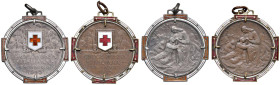 MONETE-MEDAGLIE DELLA CROCE ROSSA (2 Lire) 1915 e (10 Centesimi) 1915 - Cavazzoni 10 AG (g 14,89), 13 AE (g 11,92) Lotto di due medaglie, graffietti d...