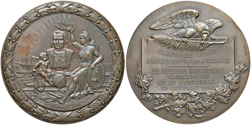 MEDAGLIE ESTERE ARGENTINA Cristoforo Colombo Medaglia 1892 Scoperta dell'America...