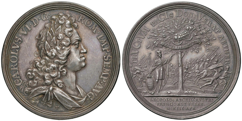 AUSTRIA Carlo VI d'Asburgo Nascita Arciduca Leopoldo Medaglia 1716 AG (g 30 - Ø ...